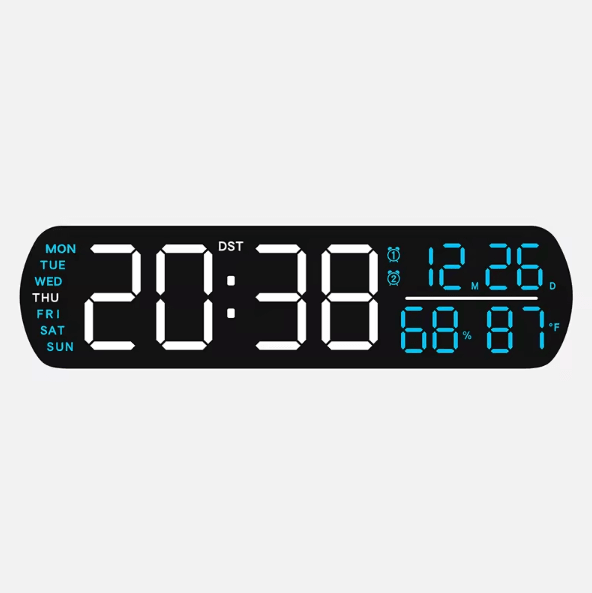 Multifunction LED Digital Alarm Clock – Auto-Dimmable Temperature & Humidity Desk Clock with Dual Alarm & Countdown Time
