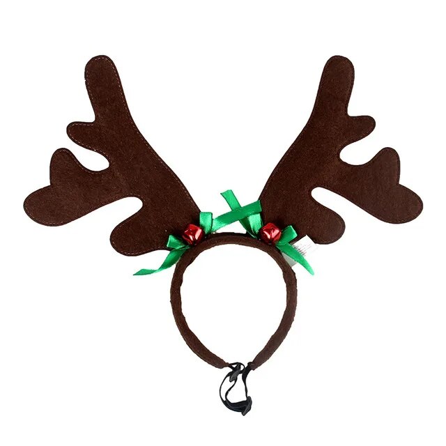 Christmas Dog Supplies: Elk Reindeer Antlers & Santa Hat Costume
