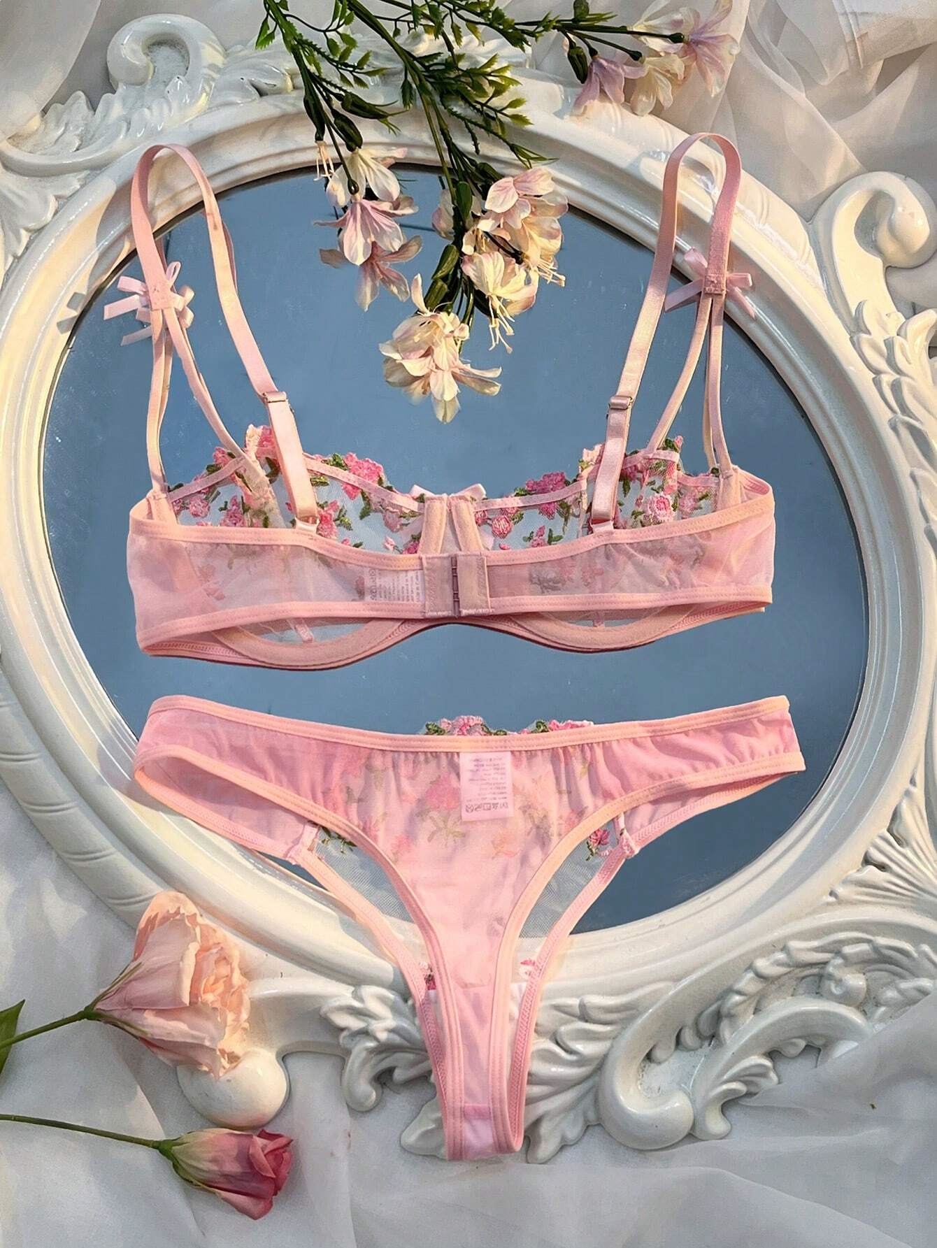Sexy Lingerie Women Thin Transparent Lace, See Through Female Erotic Underwear, Bra And Panty Set, Sleepwear Suit