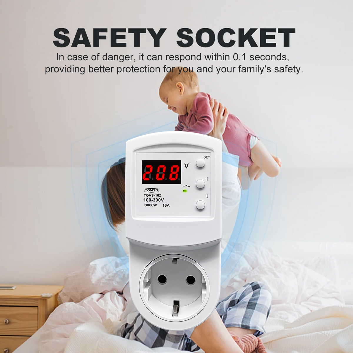 Smart Automatic Voltage Protector Socket with Overvoltage and Undervoltage Protection