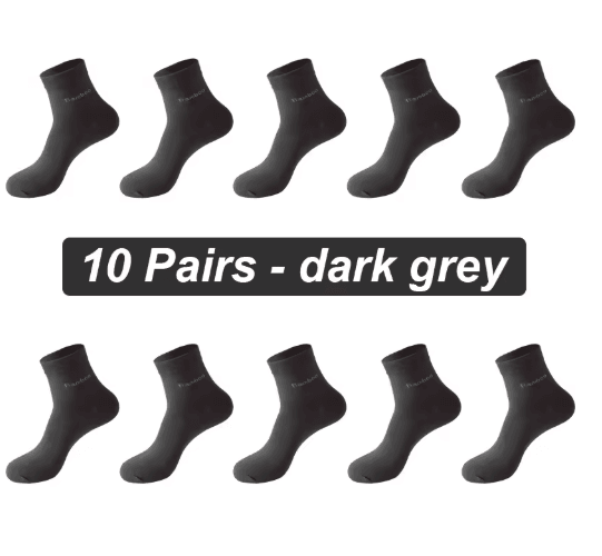 Mens Bamboo Fiber Socks 10 Pair Breathable Antibacterial Casual and Business Set EU 38 46
