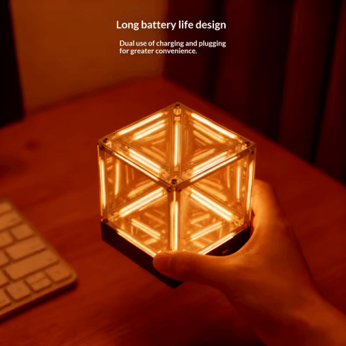 4D Hypercube LED Cube Lamp RGB Gaming Room Decor & Acrylic Display Light