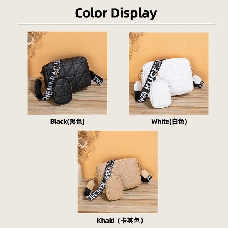 Fashionable Diamond-Patterned Mobile Phone Bag Two-Piece Set