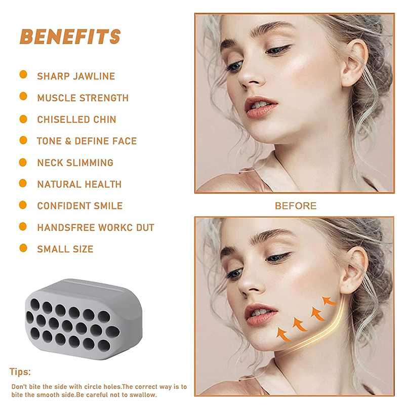 Facial Beauty Tool Silicone Jaw Exerciser Jawline Fitness Ball, Neck Toning Equipment Double Chin Reducer