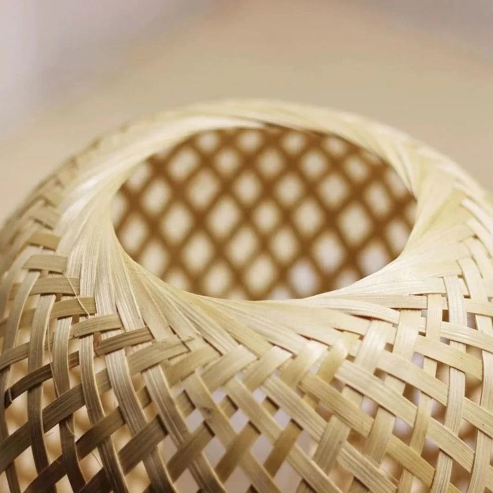 Adjustable Rattan Table Lamp with Bamboo Woven Shade Natural Bedside Light