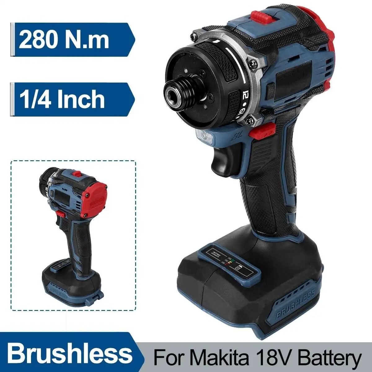 1/4 Inch 4000rpm Brushless Electric Screwdriver for 18V Battery Systems