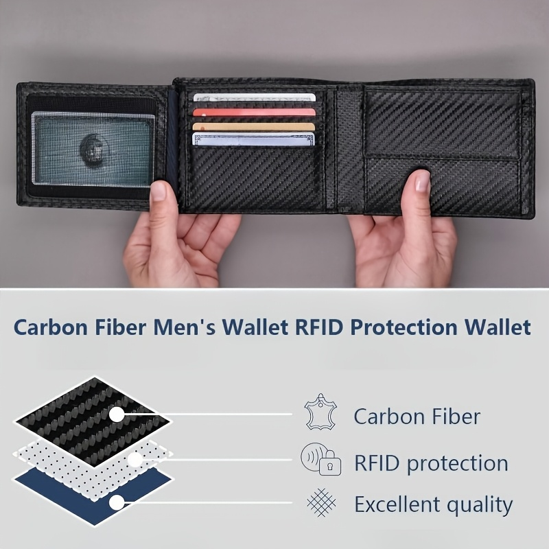 Carbon Fiber Mens Wallet with Coin Pocket Protection