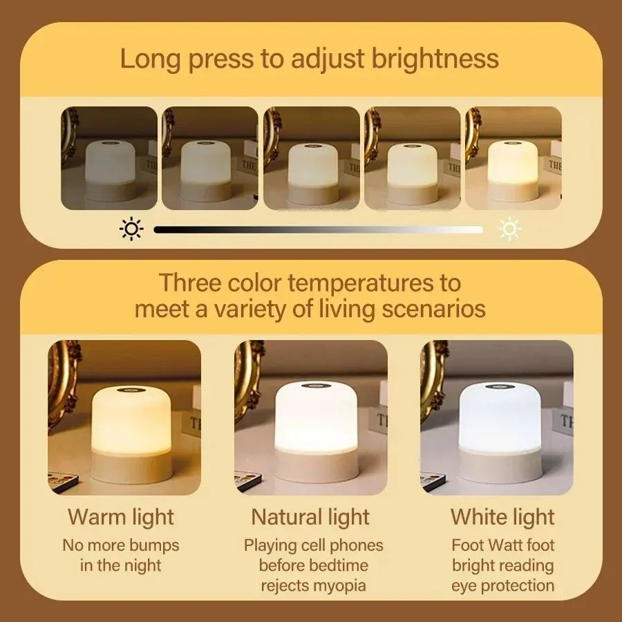 Rechargeable RGB Touch Night Light Table Lamp – Dimmable Bedside Lamp with Remote Control