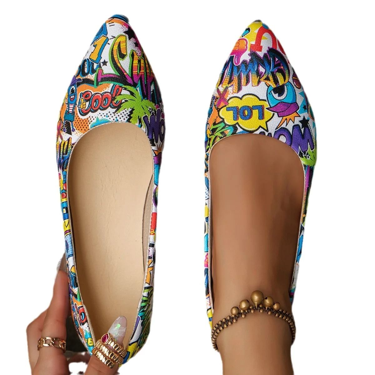 Women Pointed Toe Flat Ballerina Shoes