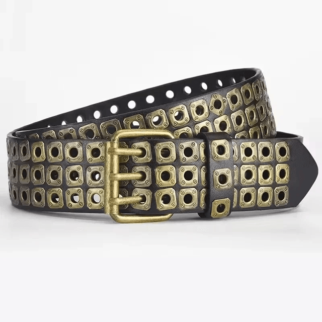 Unisex Punk Studded Street Belt Square Bead Design