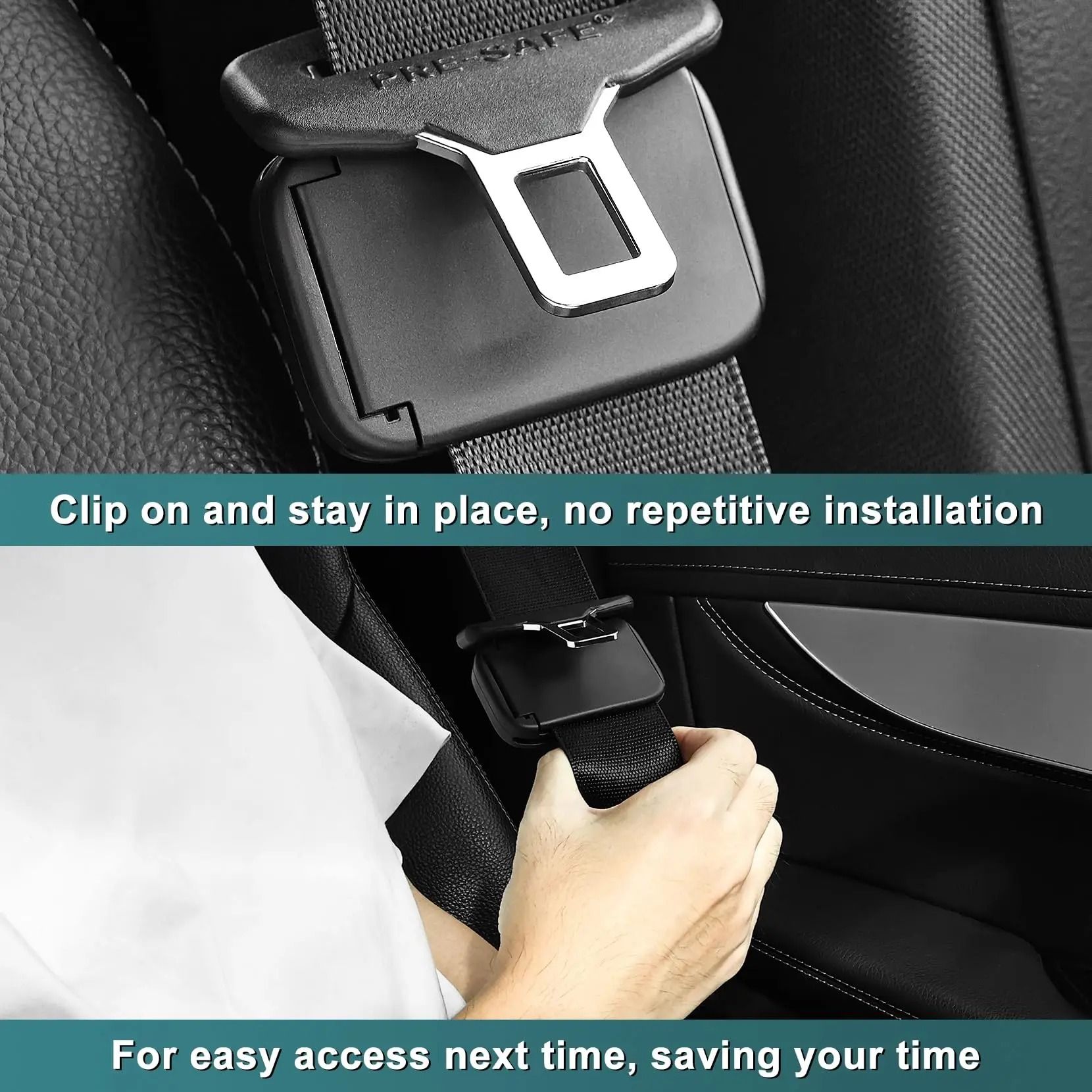 Car Seat Belt Adjuster Stopper Strap Clip Set 2 Pieces