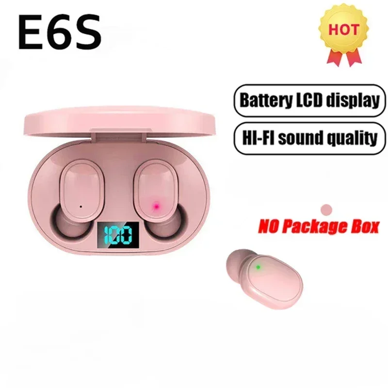 E6S Wireless Earbuds with LED Display Case and Mic
