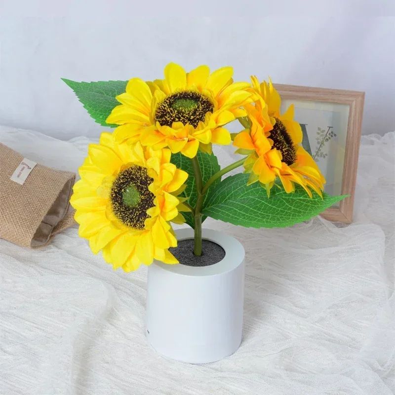 Sunflower Night Light Table Lamp, Simulation Flowers Decorative Desk Lamp for Home, Restaurants, Hotels & Weddings