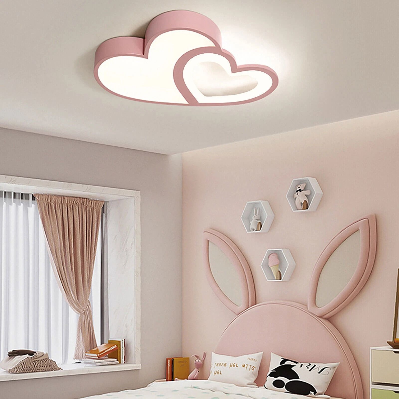 Flush Mount Pendant Lamp, Modern Heart Shape LED Ceiling Light Chandelier Fixture