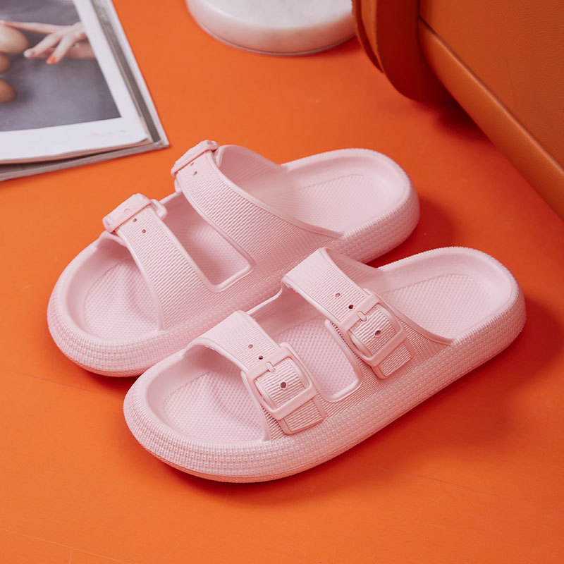 Women Summer Non-Slip Beach Flip Flops, Fashion Buckle Thick Platform Slippers, eva Cloud Slides