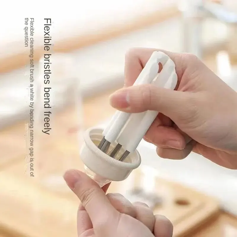 Cup Cover Groove Brush, Multifunctional Flexible Bottle Gap Cleaner, Soft Bristles Household Cleaning Tool