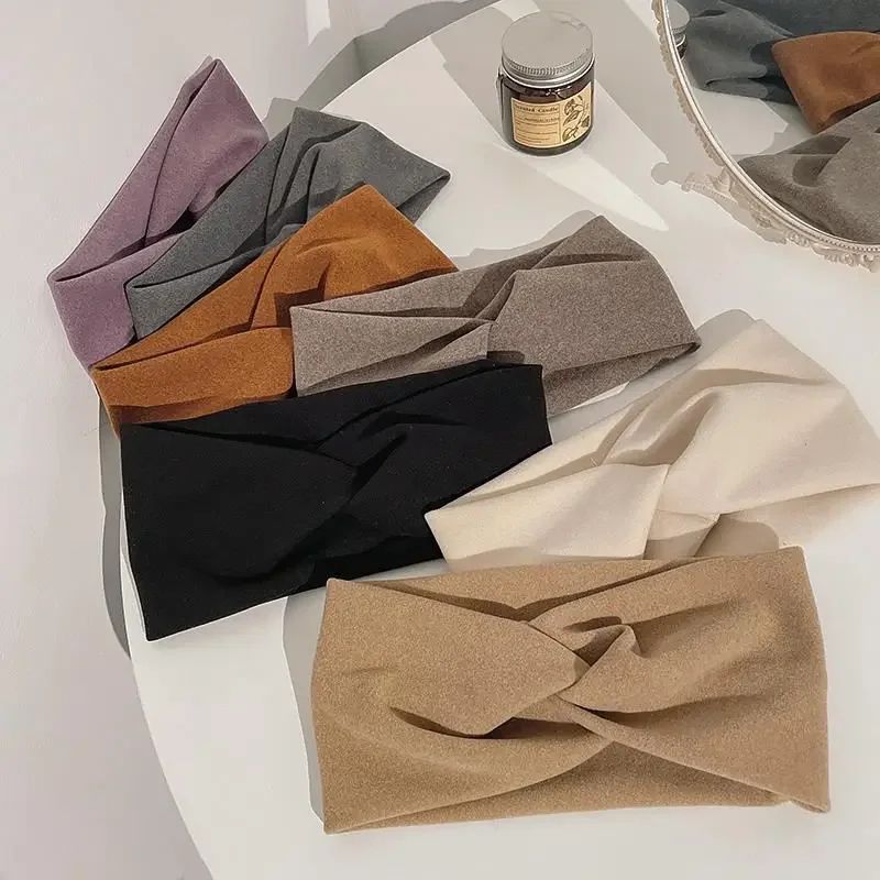 Autumn Luxe Wide-Knot Headband for Women – Soft Stretch Turban Hair Wrap