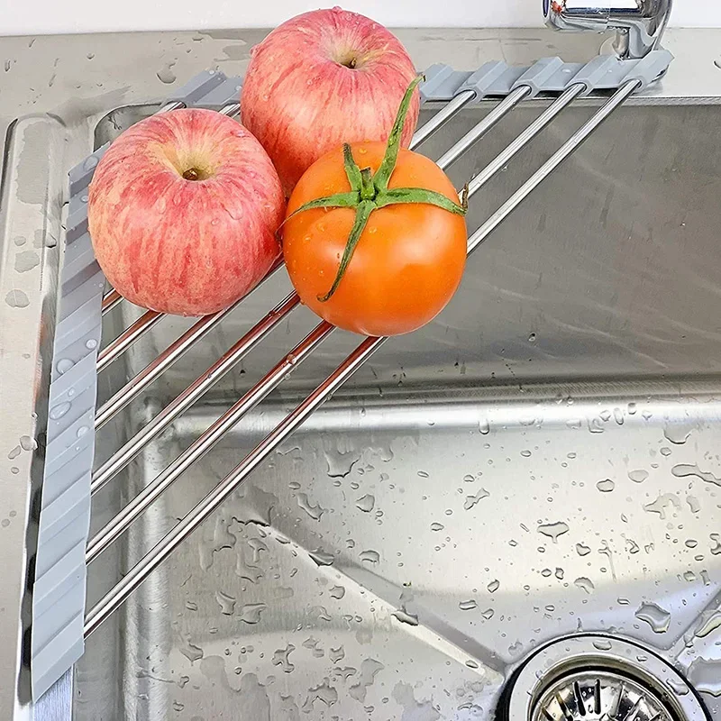 Over the Sink Sponge Rag Holder, Roll Up Triangle Dish Drying Rack, Corner Kitchen Organizer