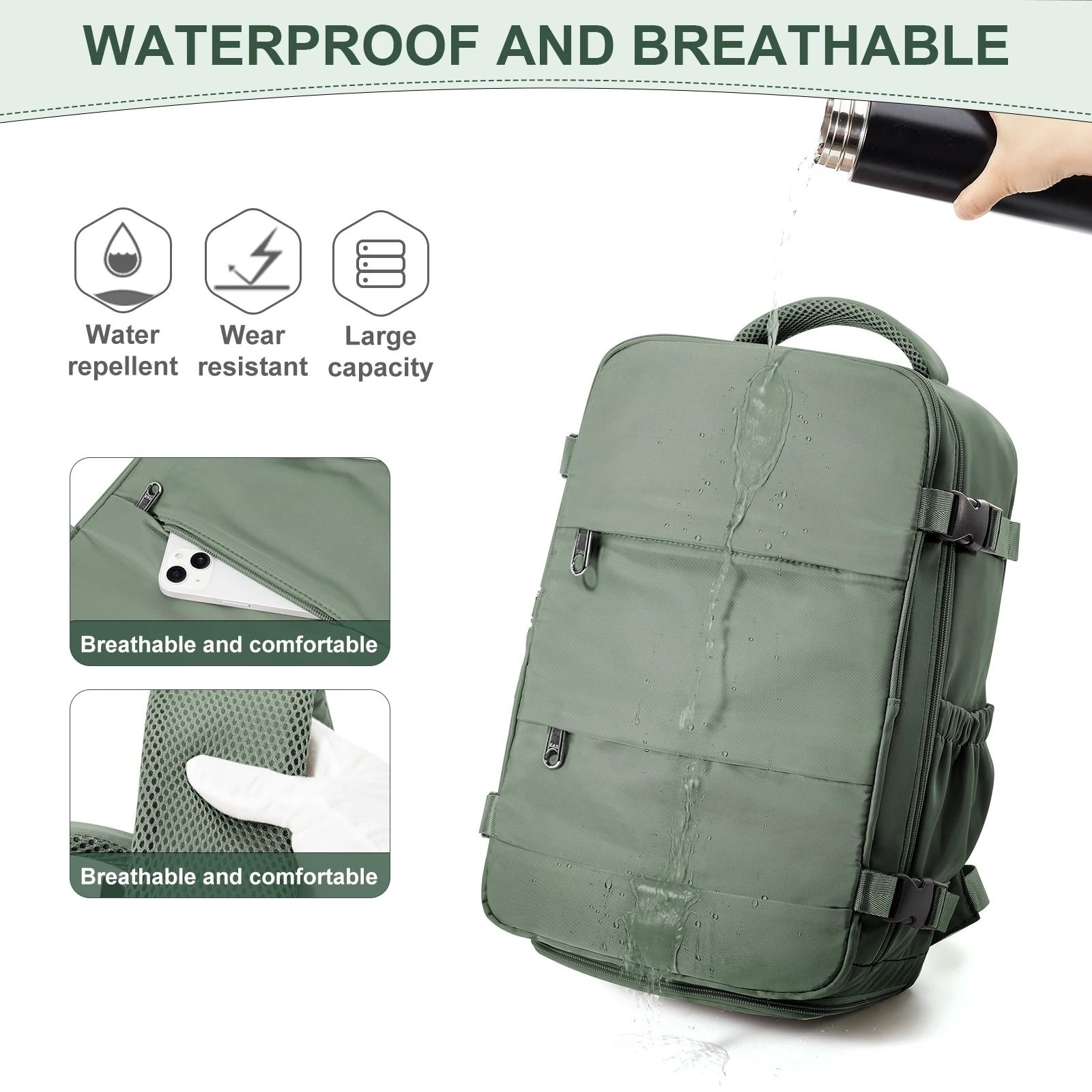 40x30x20 Cabin Travel Backpack with Laptop Compartment