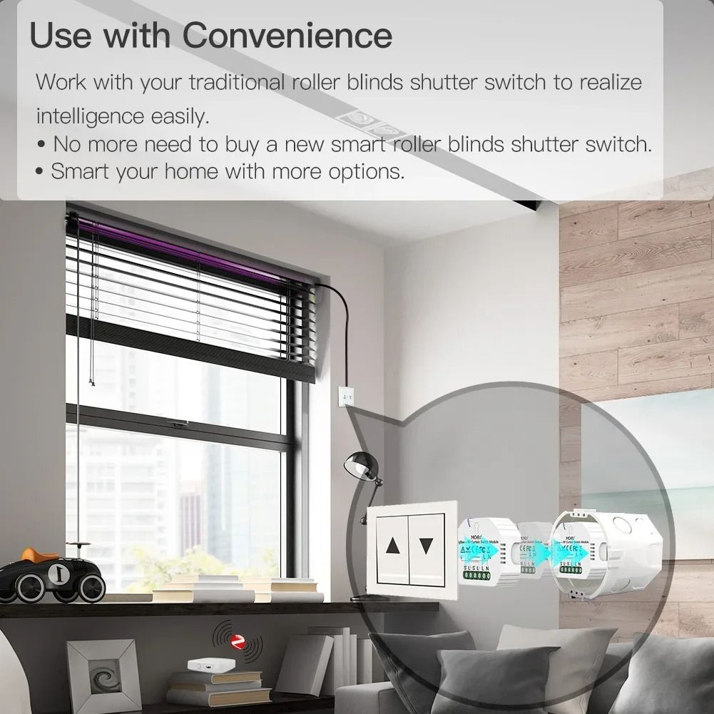 Smart Curtain Switch Module with ZigBee and RF Remote Control