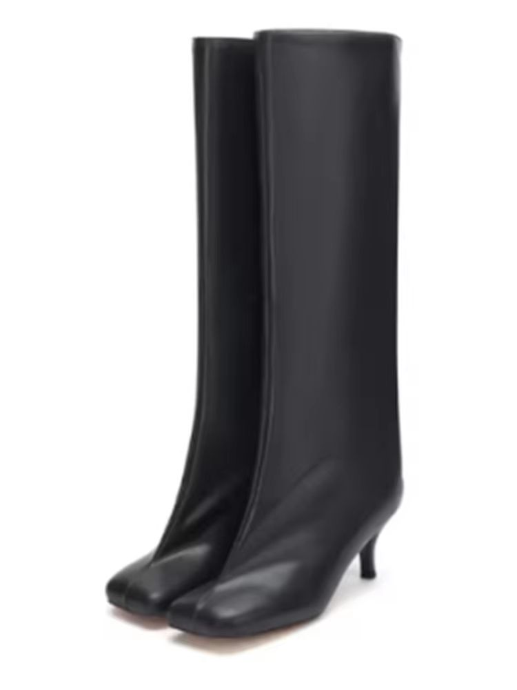 Autumn Winter Women's Knee High Boots – 6cm Slim High Heels, Round Toe Fashion Long Boots, Knight-Inspired Style