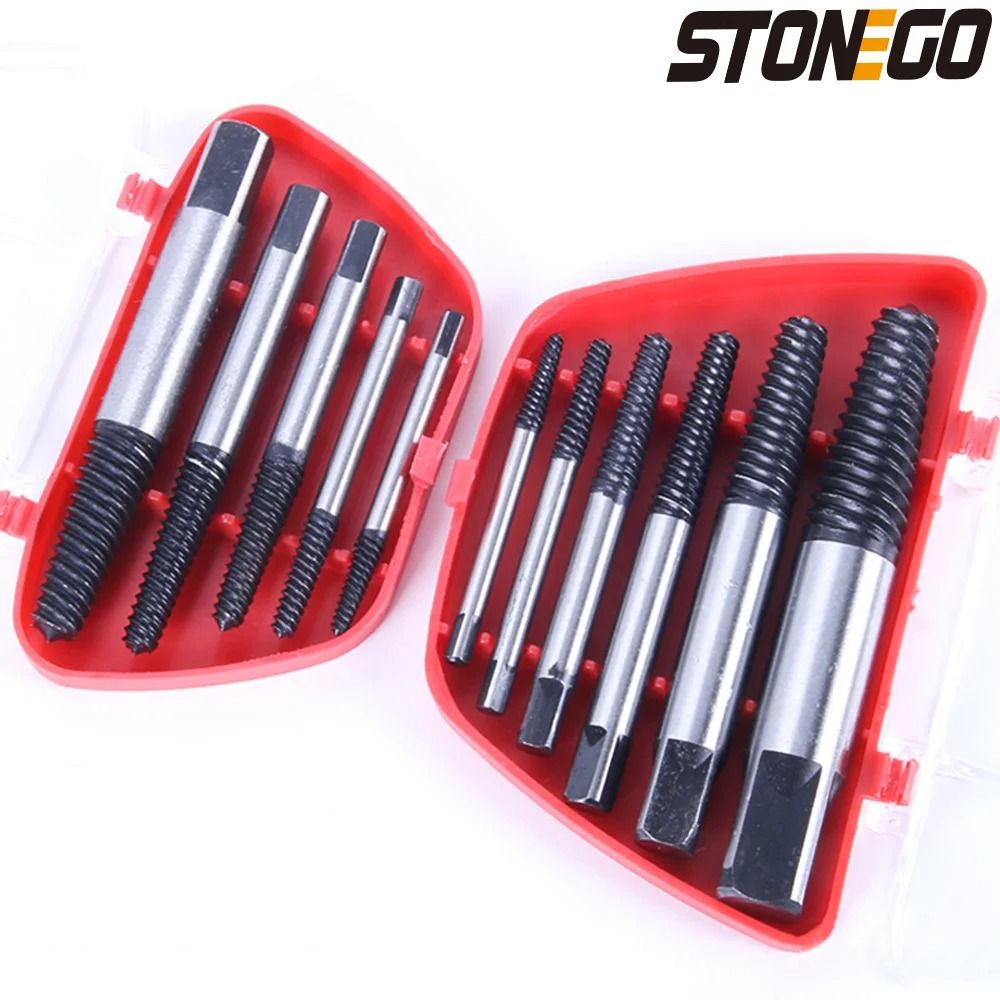 STONEGO Screw Extractor Set Double Sided Drill Bits for Broken Screws