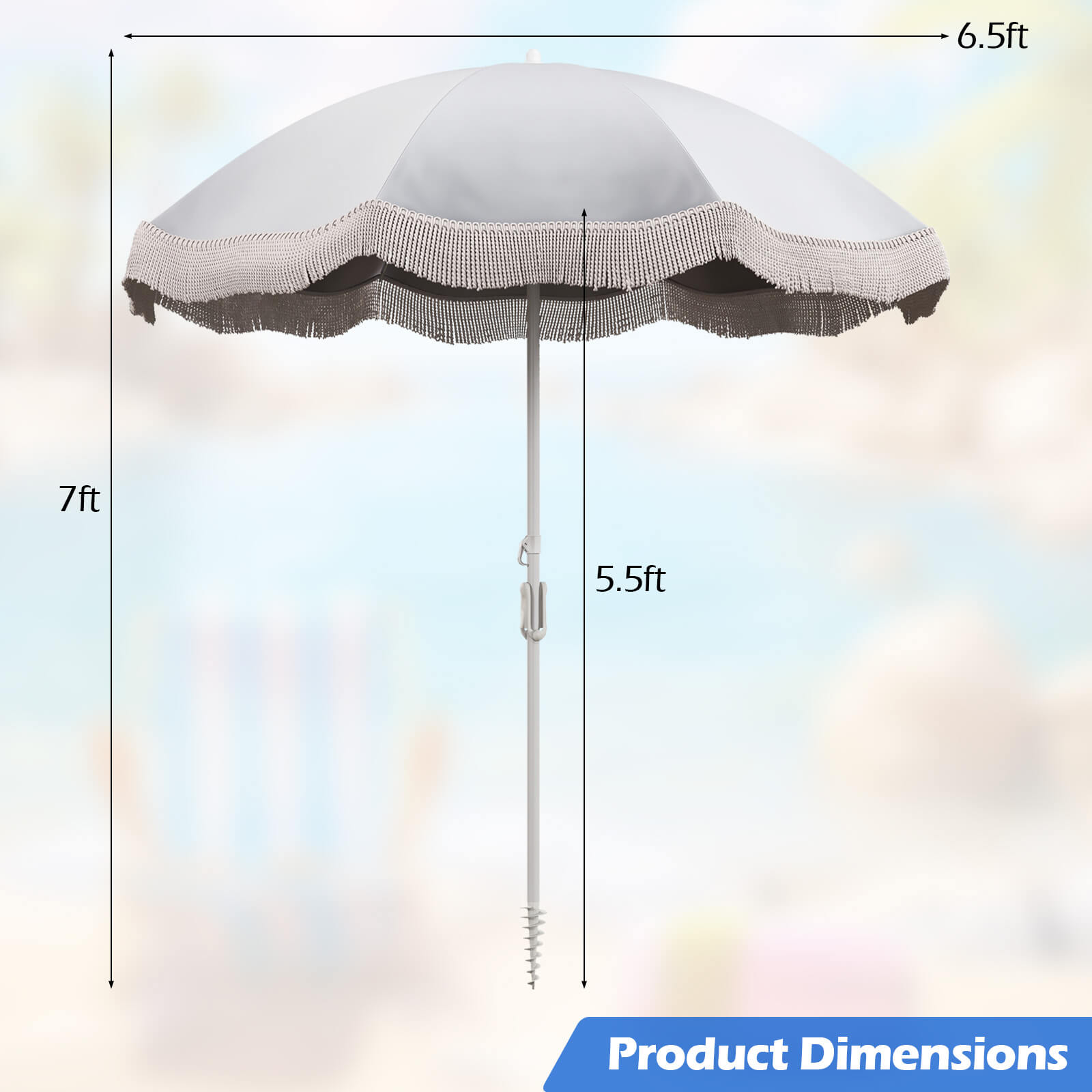 Outdoor Patio Umbrella with Carrying Bag & Push Button Tilt for Garden & Balcony