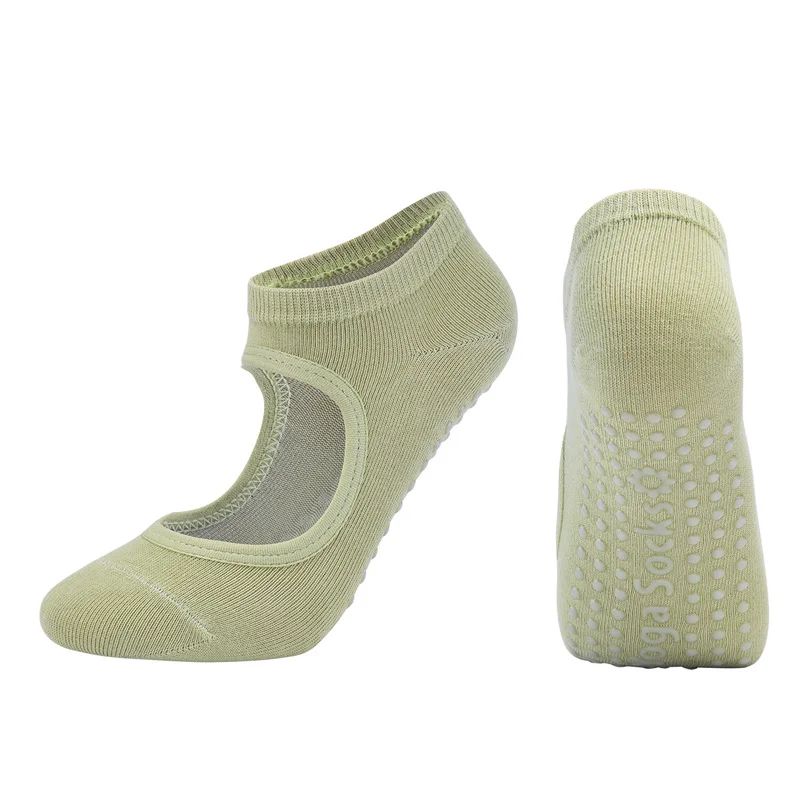 Customized Womens Backless Anti-Slip Pilates Socks – Breathable Cotton 5-Toe Yoga & Ballet Fitness Grip Socks