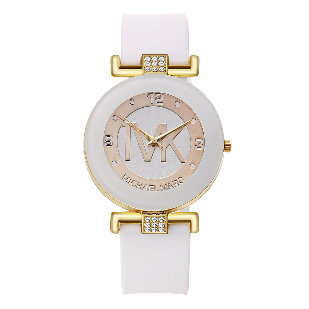 Womens Rhinestone Quartz Watch with Silicone Strap