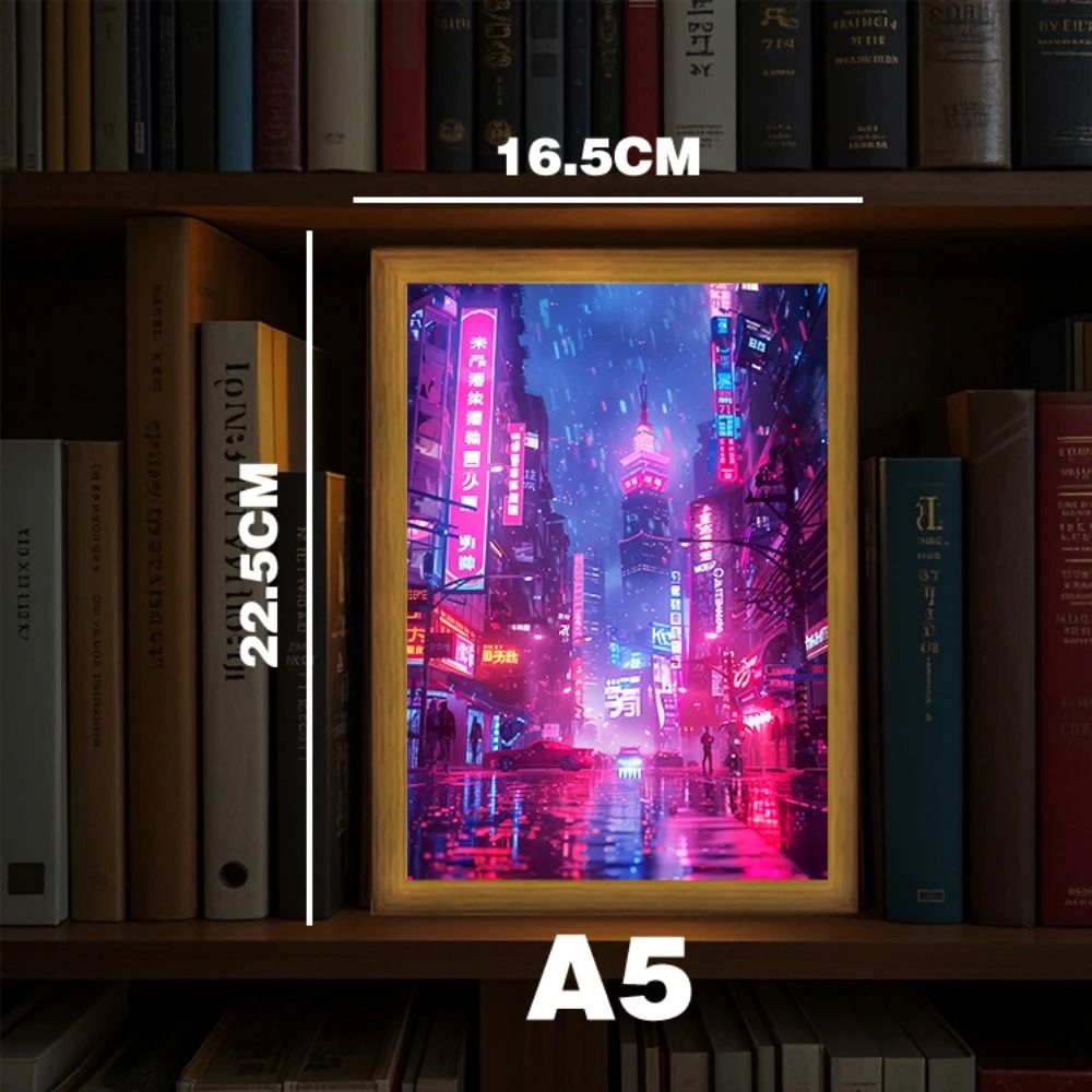 Asian Cityscape Painting LED Bedside Light