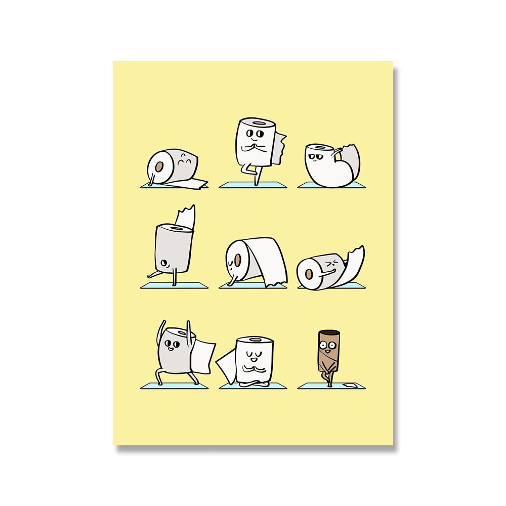 Toilet Paper Yoga Funny Bathroom Wall Art Canvas Print