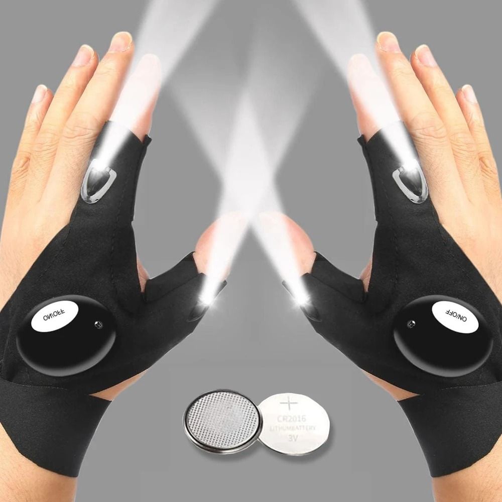 LED Half Finger Flashlight Glove for Night Fishing Cycling and Outdoor Work