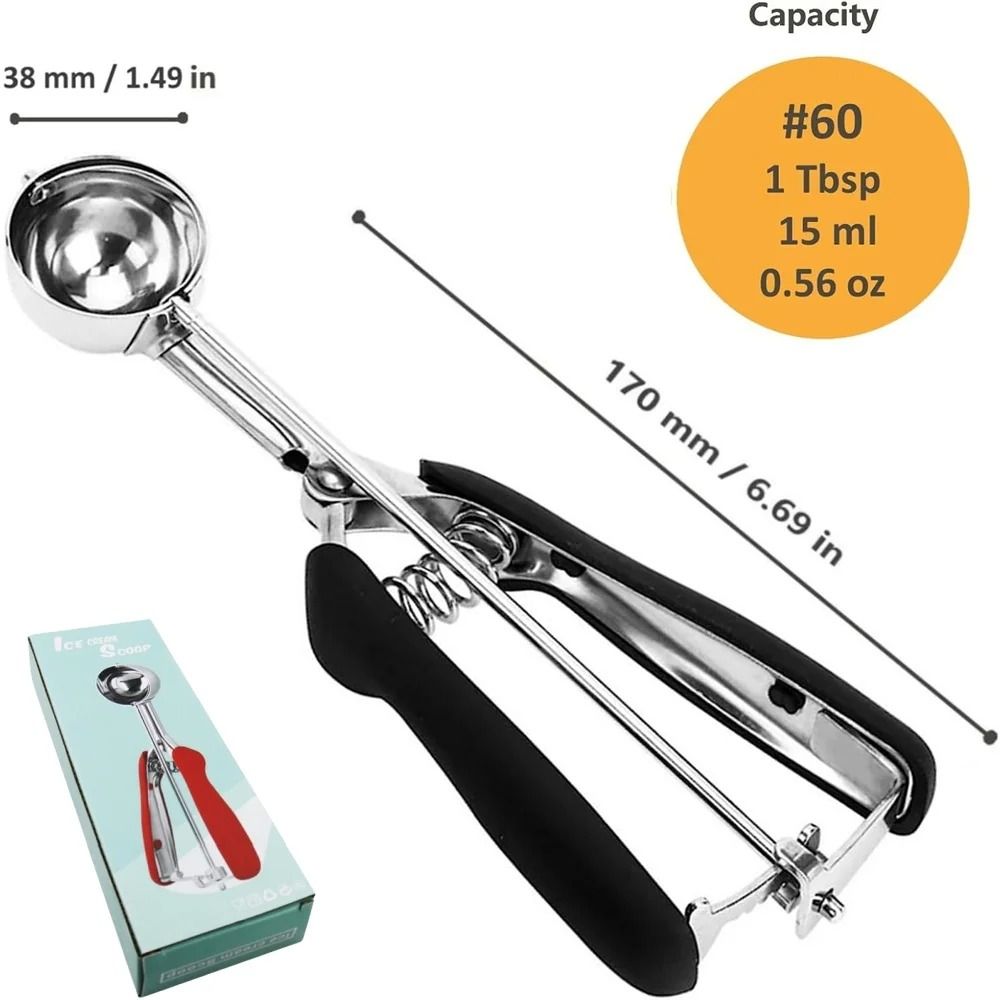 Stainless Steel Ice Cream and Cookie Dough Scoop with Trigger Release Handle