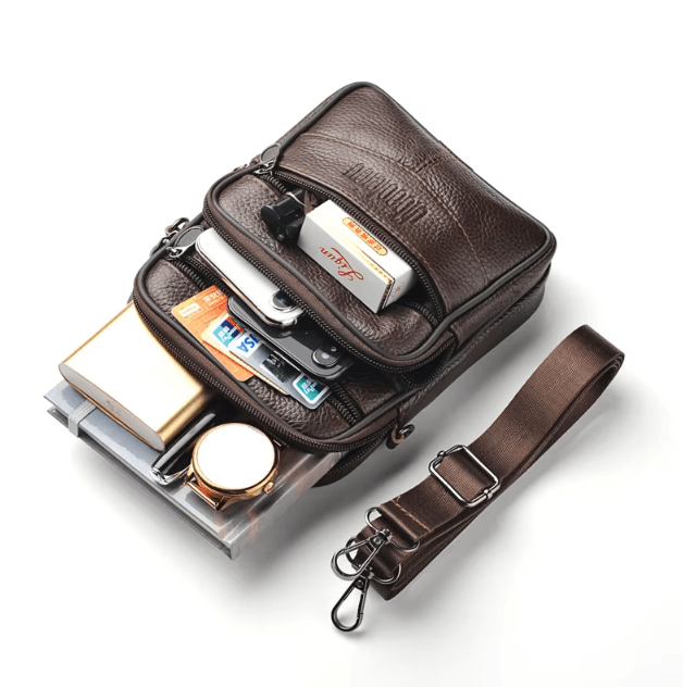 Mens Genuine Leather Crossbody Bag High Quality Retro Business Messenger Bag