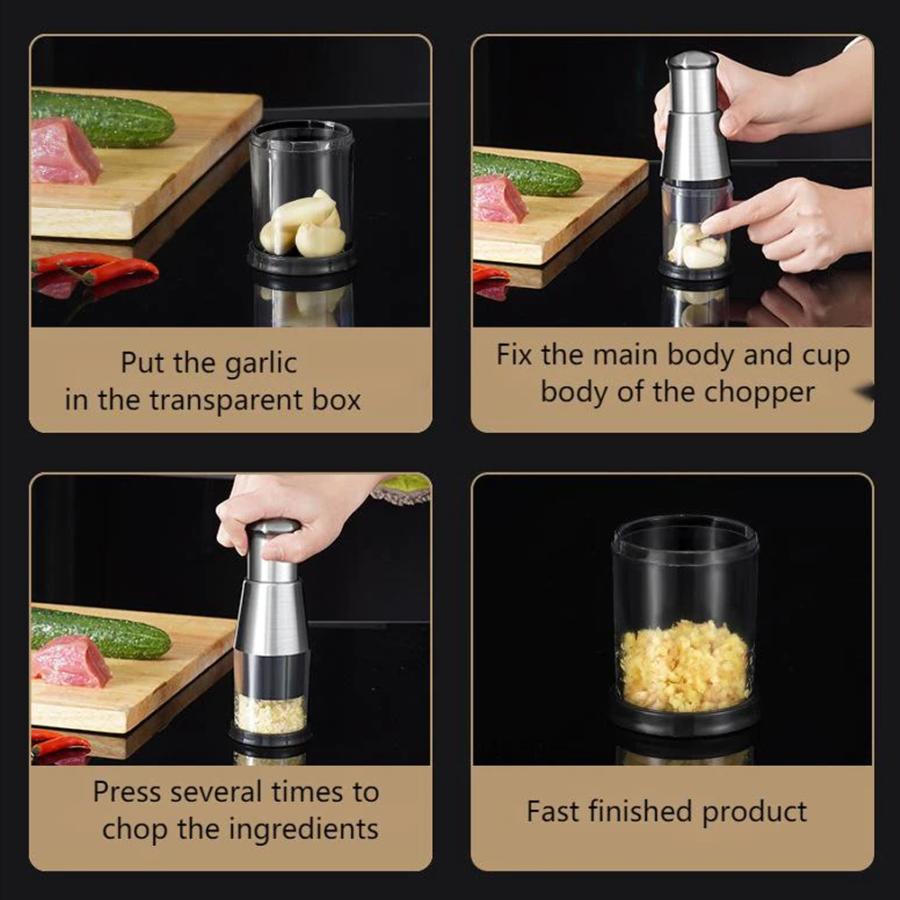 Multifunctional Pressed Garlic Chopper - Stainless Steel Garlic Press & Crusher