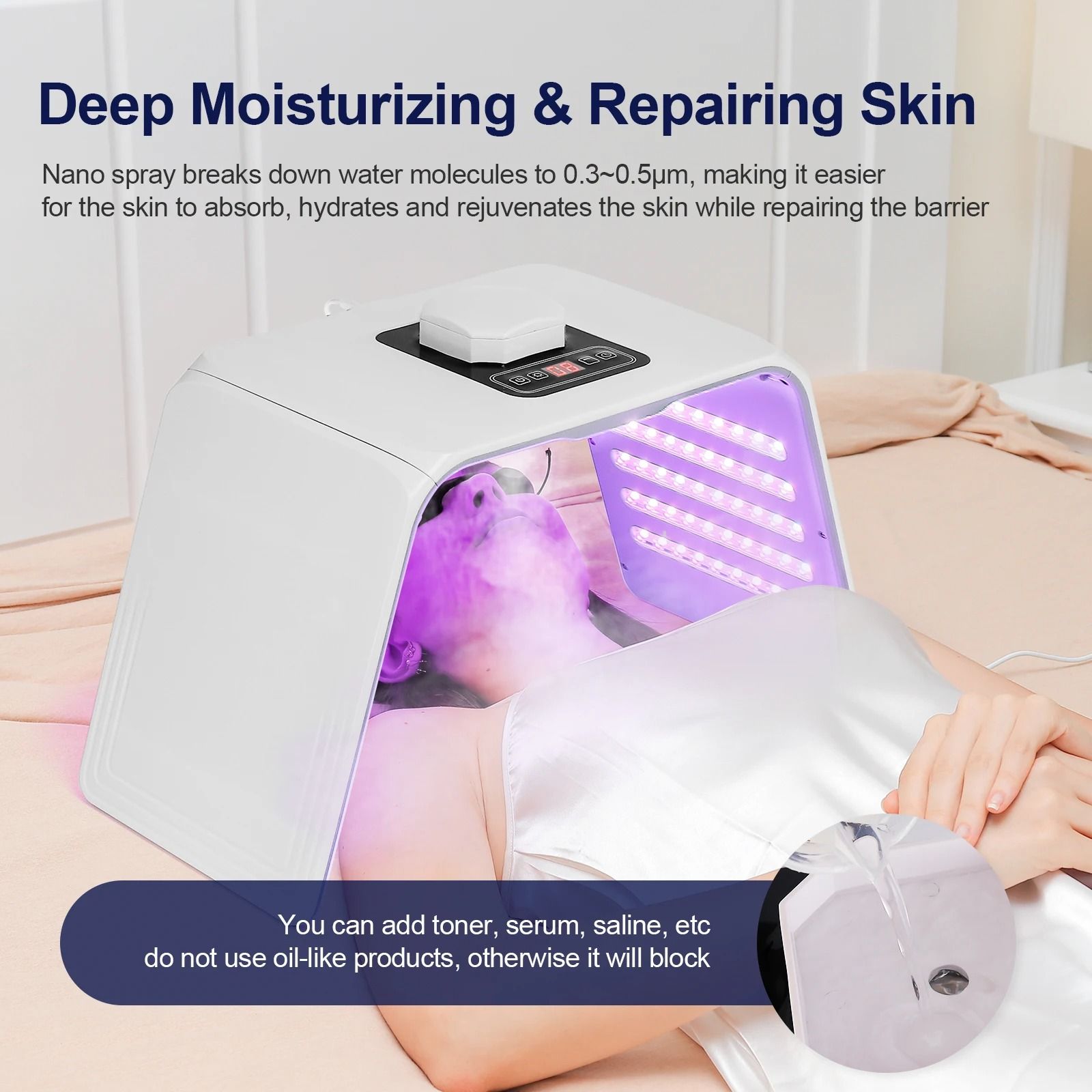 LED Photon Facial Therapy Machine with Nano Spray for Anti Aging and Skin Rejuvenation