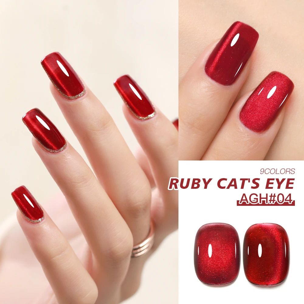 Cherry Ruby Magnetic Cat Eye Gel Nail Polish – 15ml Chameleon Red UV/LED Manicure Gel