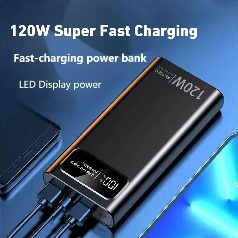 120W Super Fast Charging Power Bank – 200,000mAh High-Capacity Digital Display Battery for iPhone & Samsung