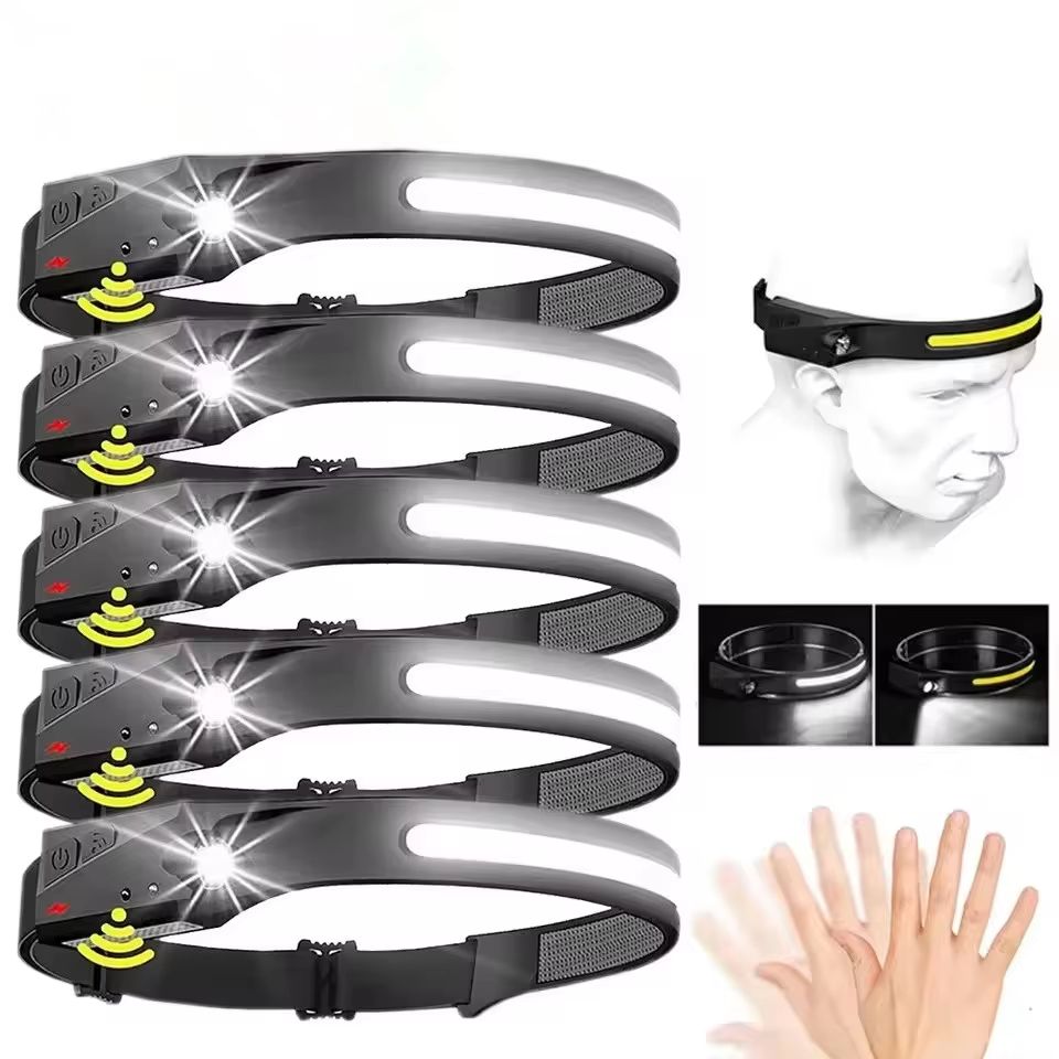 230° Wide Beam USB Rechargeable LED Headlamp with Motion Sensor