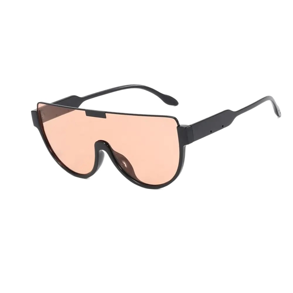 Oversized Designer Sunglasses, Women's Fashion Monoblock Semi-round Eyewear, Half Frame Sun Glasses for Women & Men