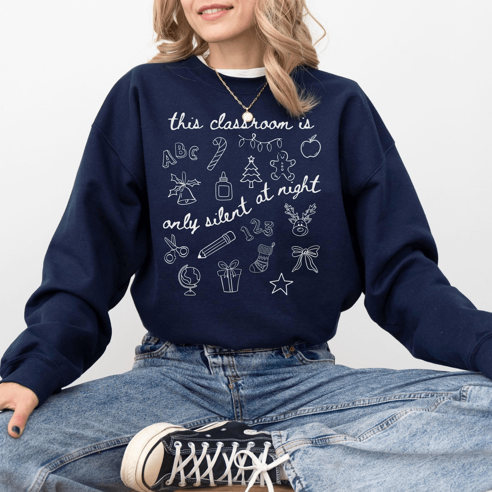 Teacher Christmas Sweatshirt Funny Holiday Teacher Crewneck Gift Tee