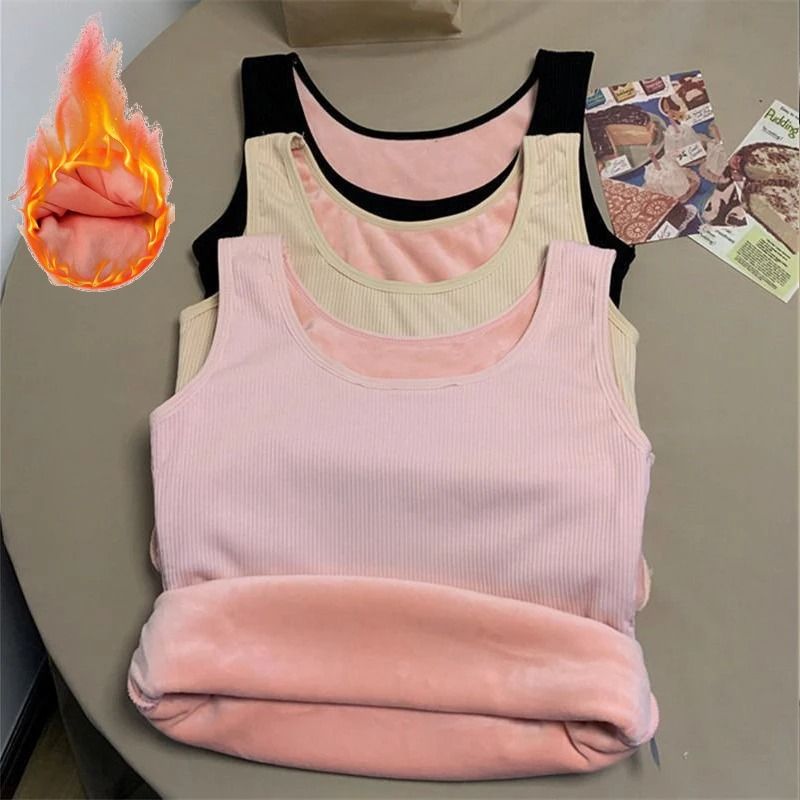 Womens Velvet Thermal Seamless Undershirt Sleeveless Top