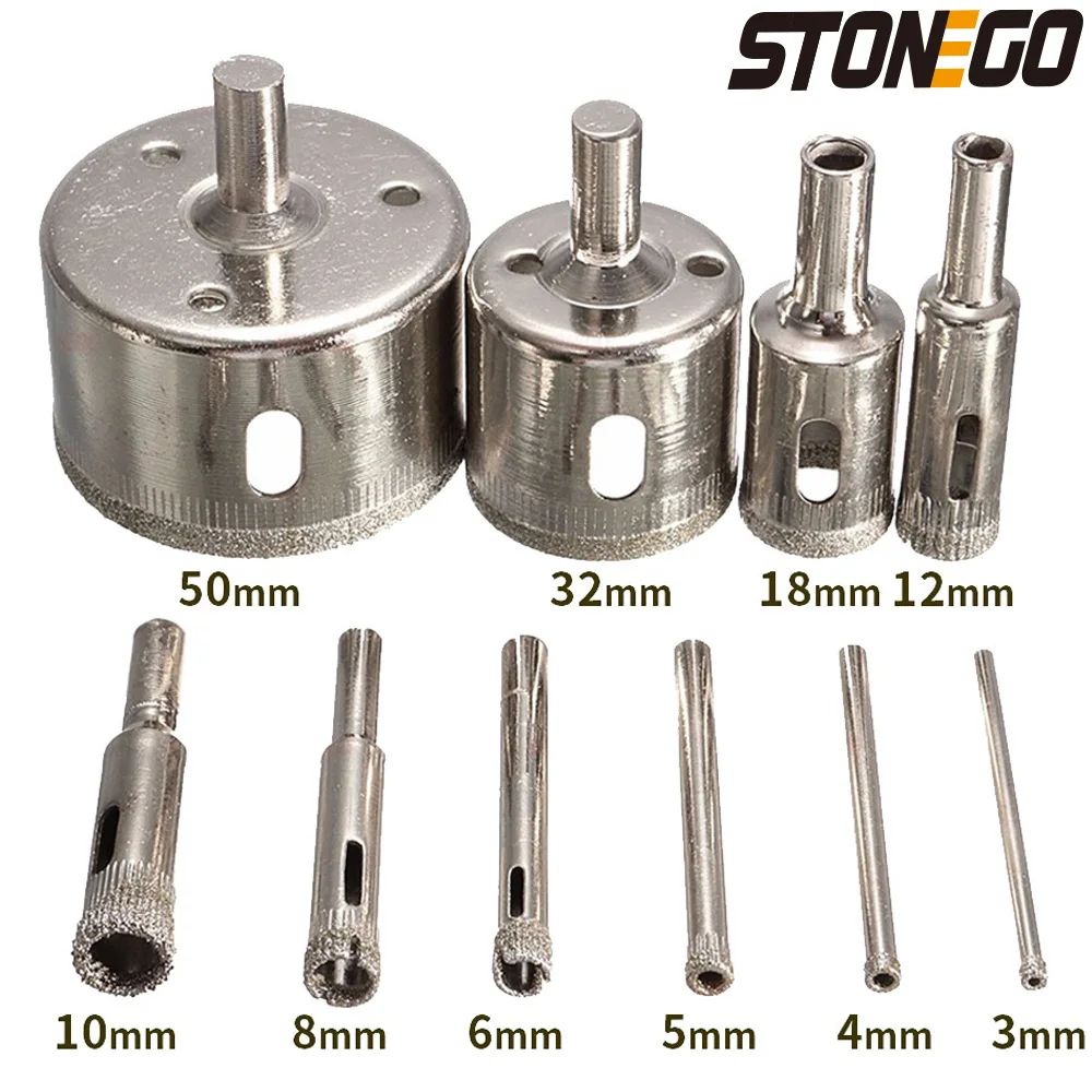 STONEGO Diamond Hole Saw Drill Bit Set – 10-Piece Core Bits for Tile, Glass & Ceramic