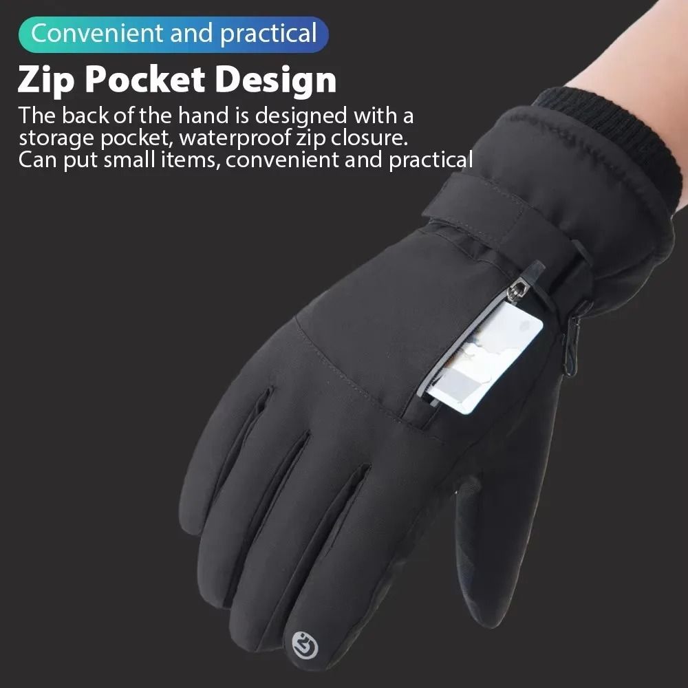 Mens Winter Waterproof Cycling Gloves Windproof Fleece Touch Screen Warm Full Finger