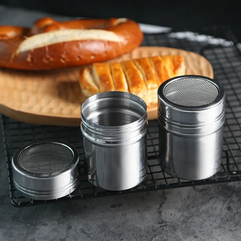 Stainless Steel Powder Sprinkler dust cover , Kitchen Powder Distributor, Cocoa Cinnamon Sugar Seasoning Bottles