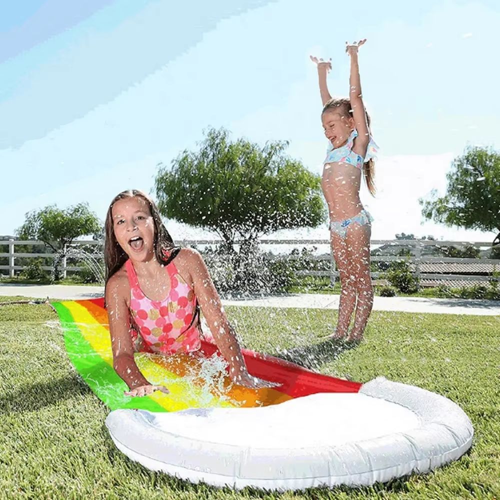 15.7 ft x 2.5 ft Inflatable Backyard Water Slide Mat With Sprinkler Splash Track