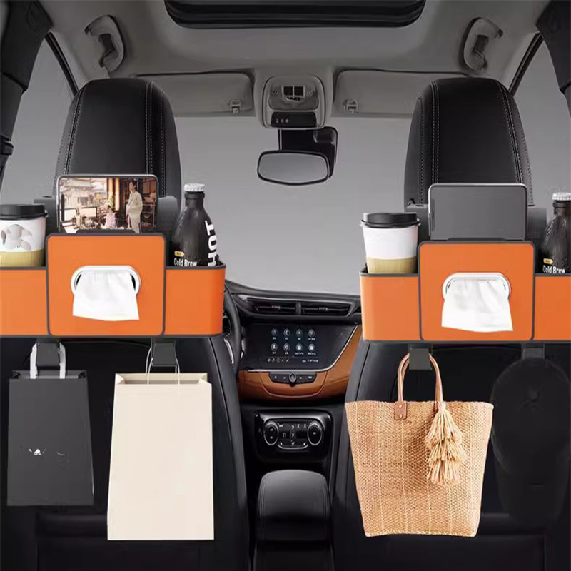 Car Backseat Organizer, Premium Leather Storage & Cup Holder for Organized Travel