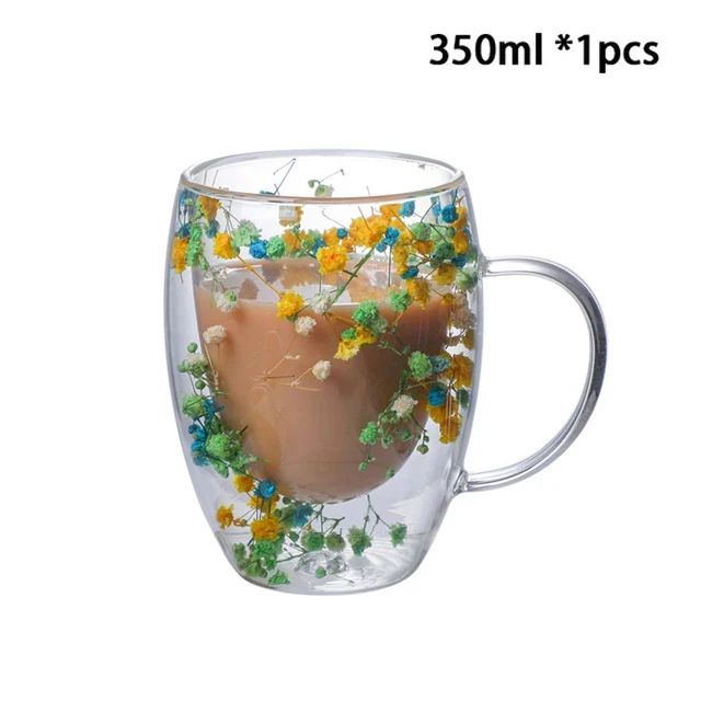 Heat Resistant Double Wall Glass Coffee Cup With Handle, Insulated Tea, Espresso, Milk Mug, Elegant Clear Gift Drinkware