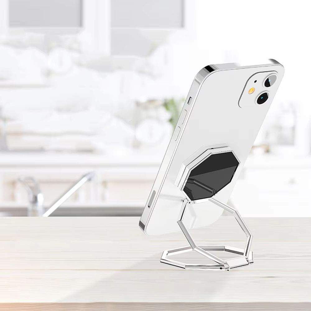 360° Rotating Foldable Phone Stand with Ultra-Thin Metal Ring Holder and Multi-Angle Kickstand
