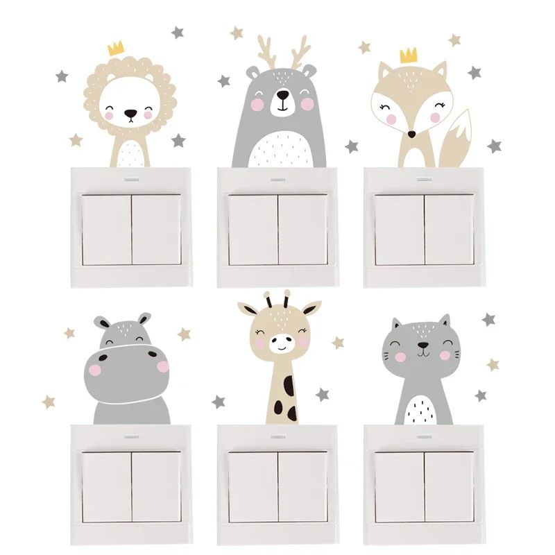 Cute Cartoon Animal Light Switch Wall Stickers Kids Room